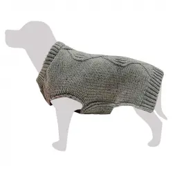 Jersey de punto trenzado gris para perros, Tallas 25 cm