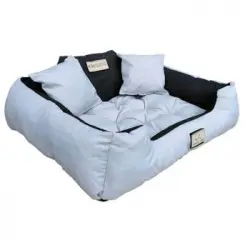 Cama Grande Para Perros Y Gatos 75 X 65 Gris Claro - Kingdog Talla M