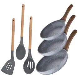 San Ignacio Daimiel Set 3 Sartenes de Aluminio 22/26/28cm + 3 Utensilios de Cocina