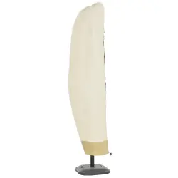 Outsunny Funda Protectora de Sombrilla Diámetro 2-4 m Impermeable Tela Oxford Ø56x220 cm Cubierta de Parasol con Cremallera Resistente a Intemperie para Jardín Exterior Beige