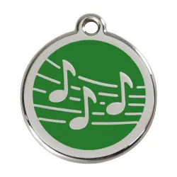 Placa identificativa Acero Inoxidable Esmalte Música Verde para perros