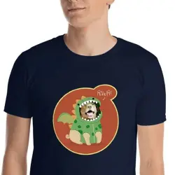 Mascochula camiseta hombre dino personalizada con tu mascota azul marino