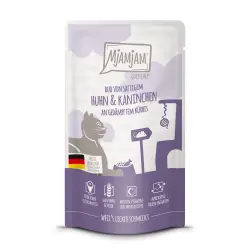 MjAMjAM Quetschie comida húmeda para gatos 12 x 125 g - Pollo y conejo