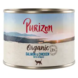 Purizon Organic 6 x 200 g comida ecológica para gatos - Salmón y pollo con espinacas