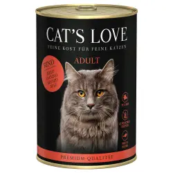 Cat's Love 6 x 400 g comida húmeda para gatos - Vacuno puro