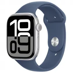 Apple Watch Series 10 GPS + Cellular 46mm Caja Aluminio Plata con Correa Deportiva Azul Denim S/M