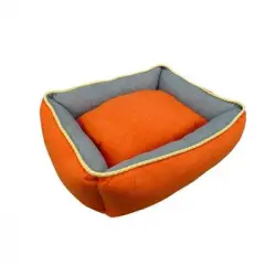 Cama Cuna Cuadrada Bicolor Reversible T3 60x50 Naranja/gris
