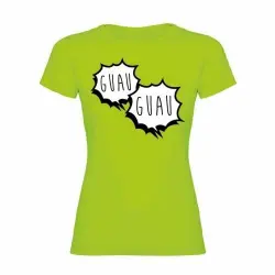Camiseta mujer "Guau, guau" color Verde