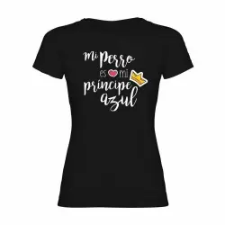 Camiseta mujer "Mi perro es mi príncipe" color Negro