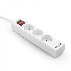Garza Home Power Regleta 3 Tomas + 2 USB