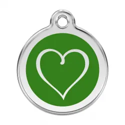 Placa identificativa Acero Inoxidable Esmalte Tribal Corazón Verde para perros