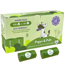 Peppo and Pets - 420 Bolsas Biobasadas aroma a lavanda muy resistentes para cacas de perro