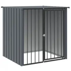 Caseta Perros Con Tejado Acero Galvanizado Negro 110x103x109 Cm Vidaxl