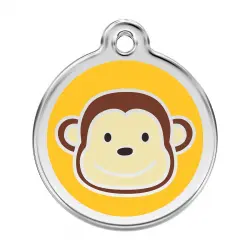 Placa identificativa Acero Inoxidable Esmalte Mono Amarillo para perros