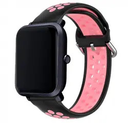 Cool Correa Universal Goma Negro-Rosa 20mm para Amazfit Bip/GTS/Bip Lite/Huawei/Samsung/Cool Oslo