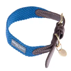 Collar Nomad Tales Bloom zafiro para perros - M: 40 - 46 cm de contorno de cuello, 32 mm de ancho