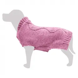 Jersey de punto trenzado rosa para perros, Tallas 30 cm