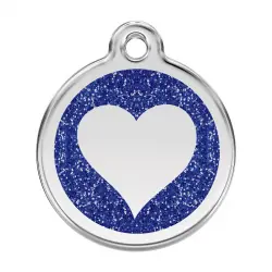 Placa identificativa Purpurina Corazón Azul para perros