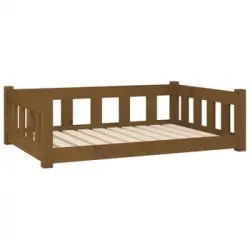 Cama Para Perros Madera Maciza Pino Marrón Miel 95,5x65,5x28 Cm Vidaxl