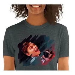 Mascochula camiseta mujer electronic personalizada con tu mascota gris oscuro