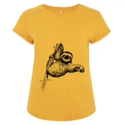 Camiseta manga corta algodón perezoso color Amarillo