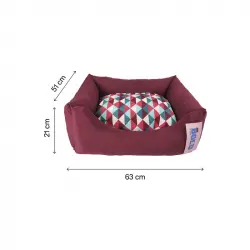 Bold Neo Burgundy Geometric cama cuna para perros, Tallas 63x51x21 cm