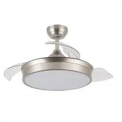 Iluminashop 350443 Ventilador de Techo LED con Mando a Distancia Palas Retractiles 48W Niquel