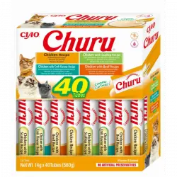 40x14gr Pack Churu para gato adulto Pure Mix de Pollo