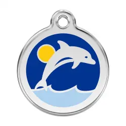 Placa identificativa Acero Inoxidable Esmalte Delfin Azul para perros