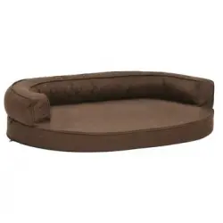 Colchón De Cama De Perro Ergonómico Aspecto Lino Marrón 90x64cm Vidaxl