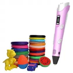 Klack Pack Bolígrafo Lápiz de Impresión 3D  para Niños + 50 Metros de PLA Rosa