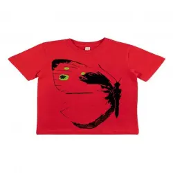 Animal totem camiseta manga corta algodón orgánico mariposa rojo para niños