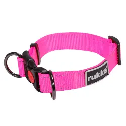 Collar reflectante Rukka® Bliss Neon rosa para perros - S: 30 - 40 cm contorno de cuello, 20 mm de ancho