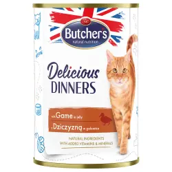 Butcher's Delicious Dinners comida húmeda para gatos 24 x 400 g - con caza