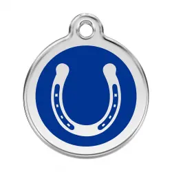Placa identificativa Acero Inoxidable Esmalte Herradura Azul para perros