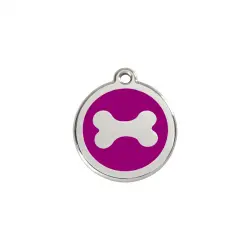 Placa identificativa Acero Inoxidable Esmalte Hueso Morado para perros