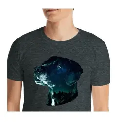 Mascochula camiseta hombre noche estrellada personalizada con tu mascota gris oscuro