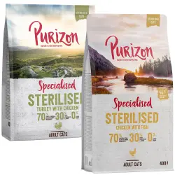 Purizon Adult Sterilised con pollo y pescado para gatos, sin cereales - 400 g