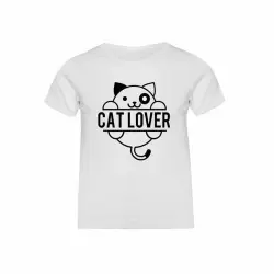 Camiseta niña "Cat lover" color Blanco
