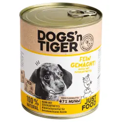 Dogs'n Tiger Junior 6 x 800 g comida húmeda para perros - Pollo y boniato