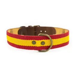 Collar España hecho a mano para perros color Rojo/Amarillo