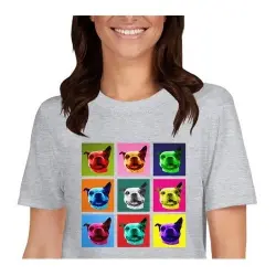 Mascochula camiseta mujer warhol personalizada con tu mascota gris