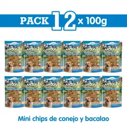 Mini Chips de conejo y bacalao - 100gr Snack para perros, Unidades 12 unidades
