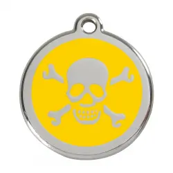 Placa identificativa Acero Inoxidable Esmalte Cruz Hueso Amarillo para perros