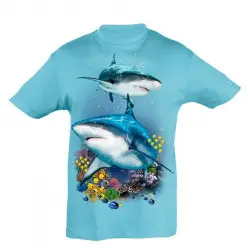 Camiseta Niño Tiburones y arrecife color Azul