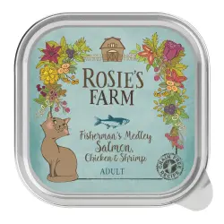 Rosie's Farm Adult 16 x 100 g para gatos - Salmón y pollo con gambas