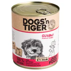 Dogs'n Tiger Adulto 6 x 800 g comida húmeda para perros - Ternera y calabaza