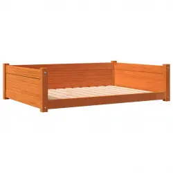 vidaXL Cama para perros madera de pino marrón cera 105,5x75,5x28 cm