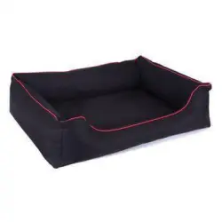 Cama Ortopédica Para Perros Valencia 80 X 60 Cm Color Negro Con Borde Rojo