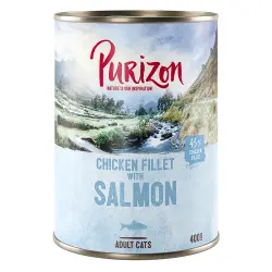 Purizon Adult 6 x 400 g comida húmeda para gatos, sin cereales - Filete de pollo con salmón